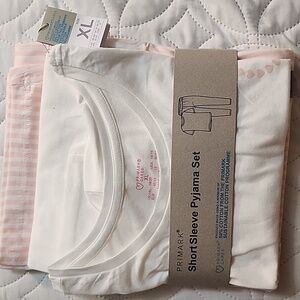 Primark White and Pink Short Sleeve Pajama Set